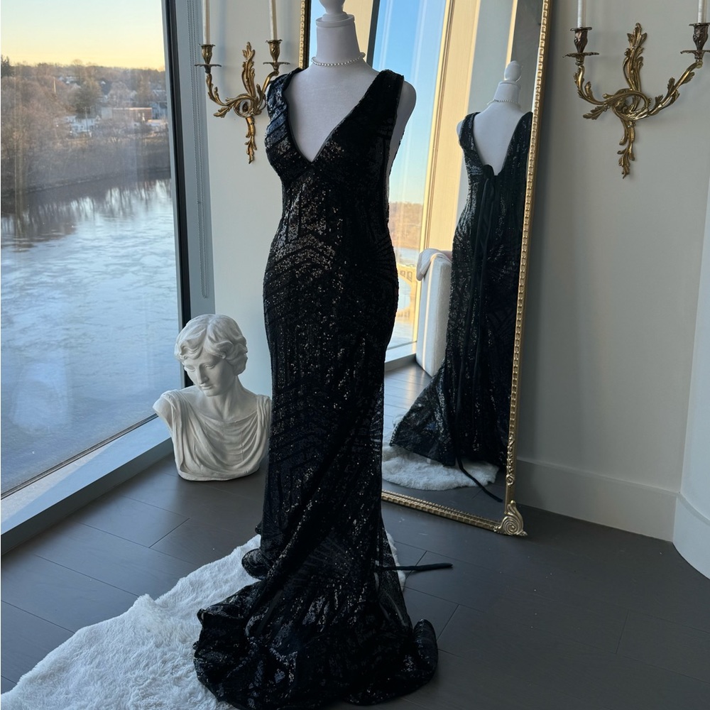 Prom Black Sequin Gown
